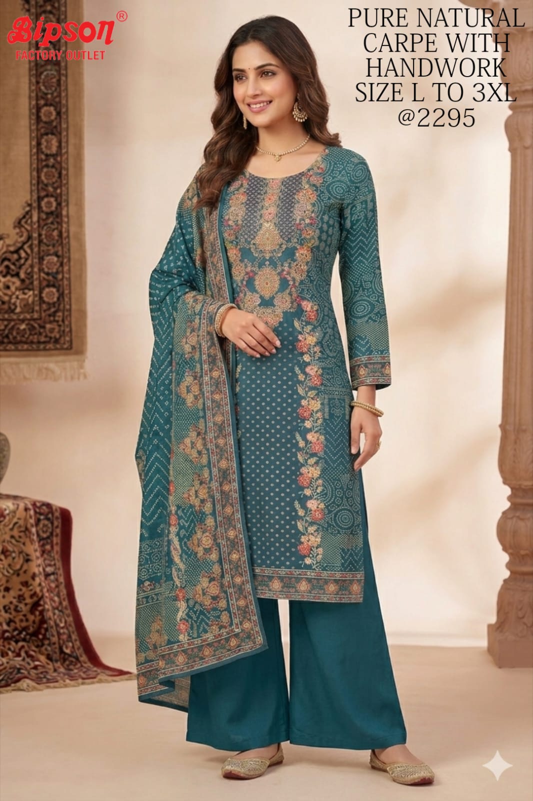 Design 240626 Bipson Prints Natural Crape Readymade Suits Wholesaler Ahmedabad