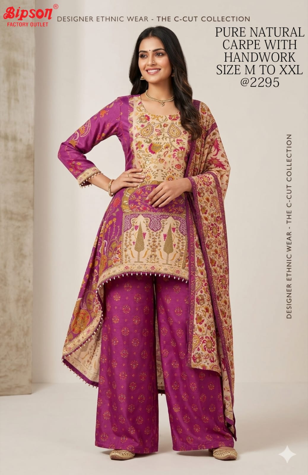 Design 240626 Bipson Prints Natural Crape Readymade Suits Wholesaler Ahmedabad