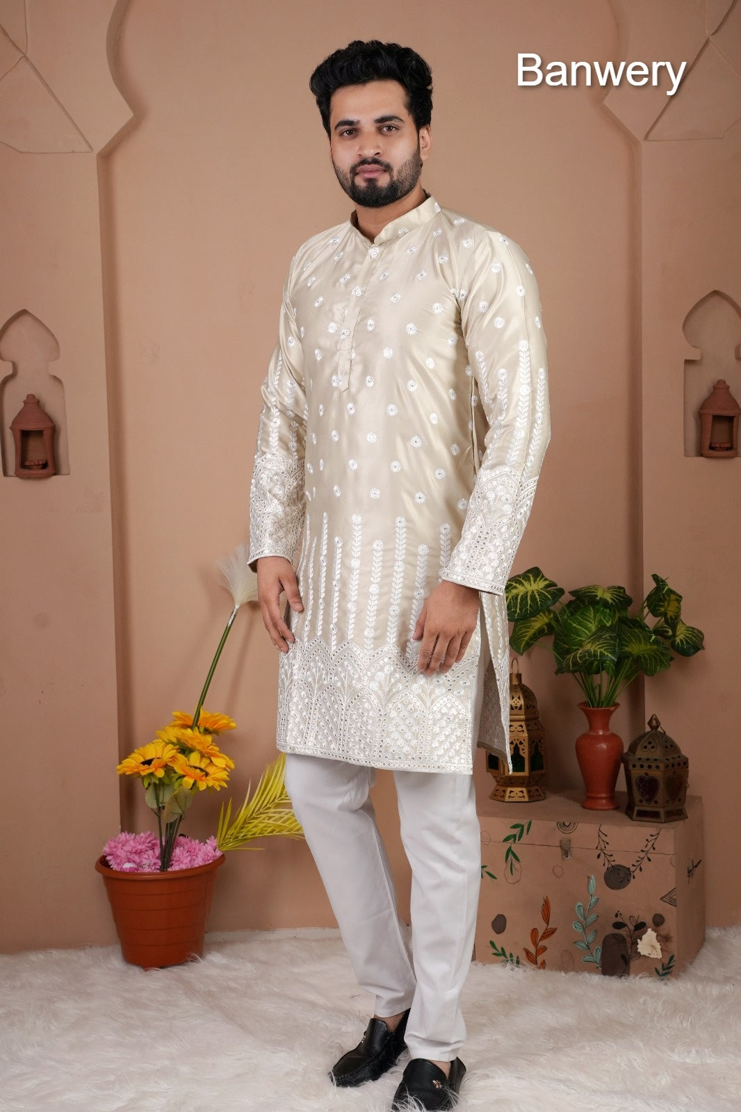 Design 240925 Banwery Gadwal Silk Mens Kurta Pajama Manufacturer Gujarat