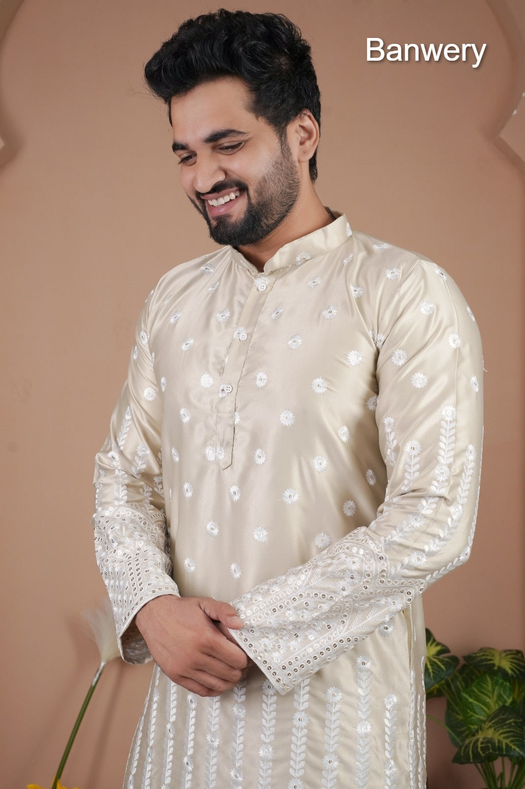 Design 240925 Banwery Gadwal Silk Mens Kurta Pajama Manufacturer Gujarat