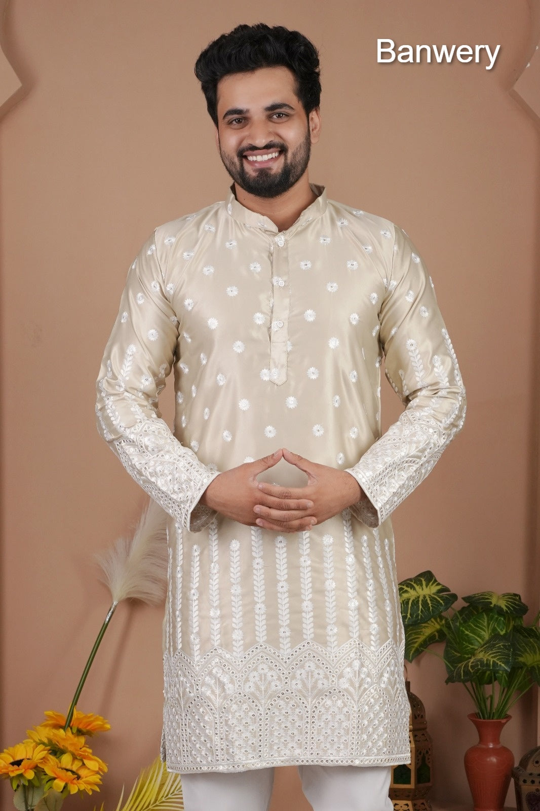 Design 240925 Banwery Gadwal Silk Mens Kurta Pajama Manufacturer Gujarat