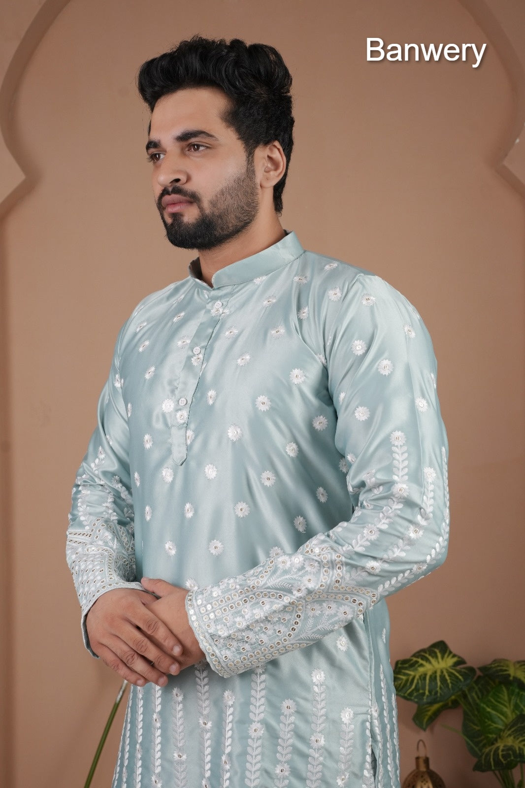 Design 240925 Banwery Gadwal Silk Mens Kurta Pajama Manufacturer Gujarat