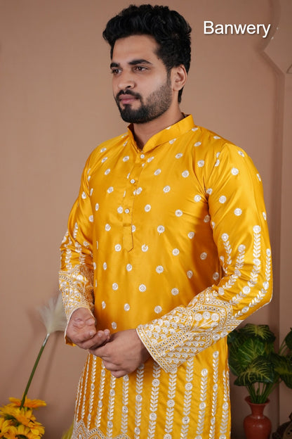 Design 240925 Banwery Gadwal Silk Mens Kurta Pajama Manufacturer Gujarat