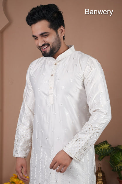 Design 240925 Banwery Gadwal Silk Mens Kurta Pajama Manufacturer Gujarat