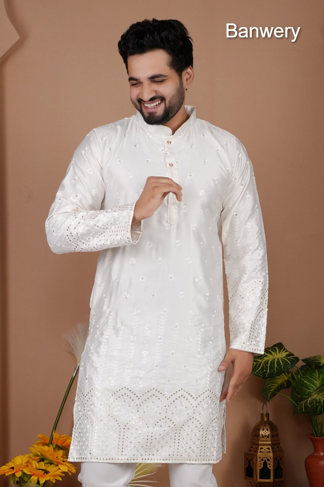 Design 240925 Banwery Gadwal Silk Mens Kurta Pajama Manufacturer Gujarat