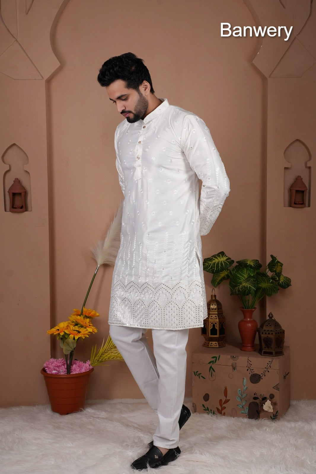 Design 240925 Banwery Gadwal Silk Mens Kurta Pajama Manufacturer Gujarat