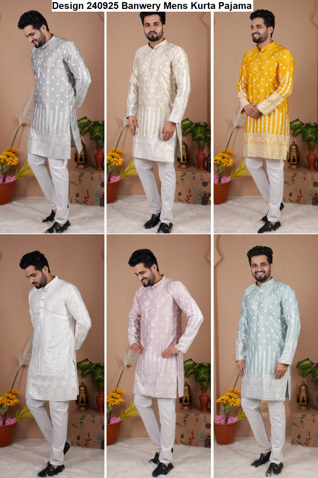 Design 240925 Banwery Gadwal Silk Mens Kurta Pajama Manufacturer Gujarat