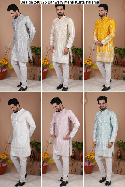 Design 240925 Banwery Gadwal Silk Mens Kurta Pajama Manufacturer Gujarat