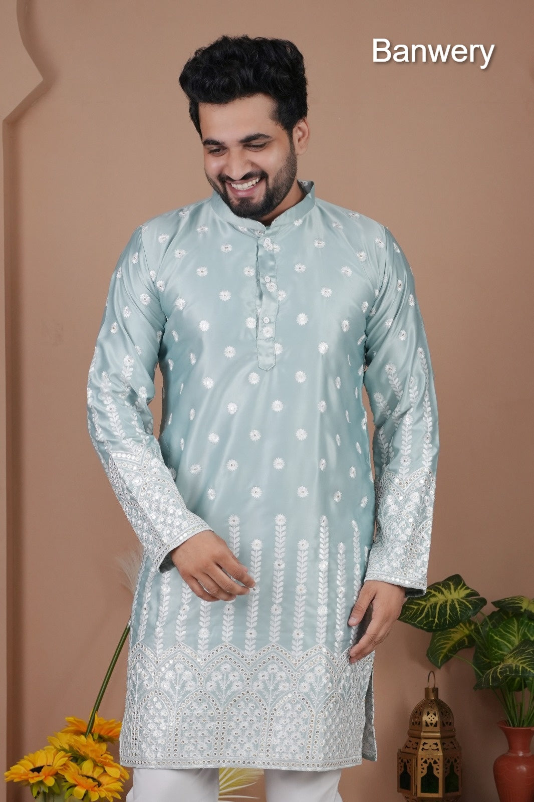 Design 240925 Banwery Gadwal Silk Mens Kurta Pajama Manufacturer Gujarat