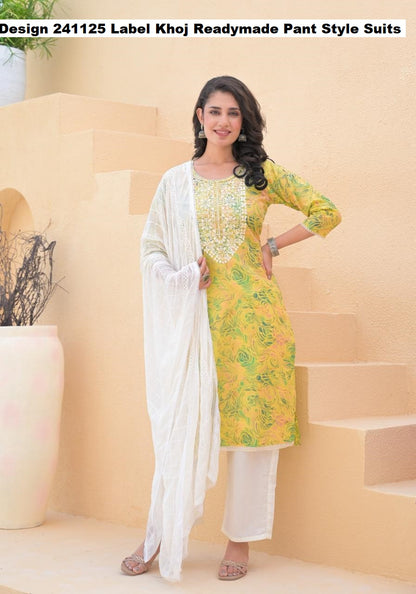 Design 241125 Label Khoj Cotton Readymade Pant Style Suits Manufacturer India