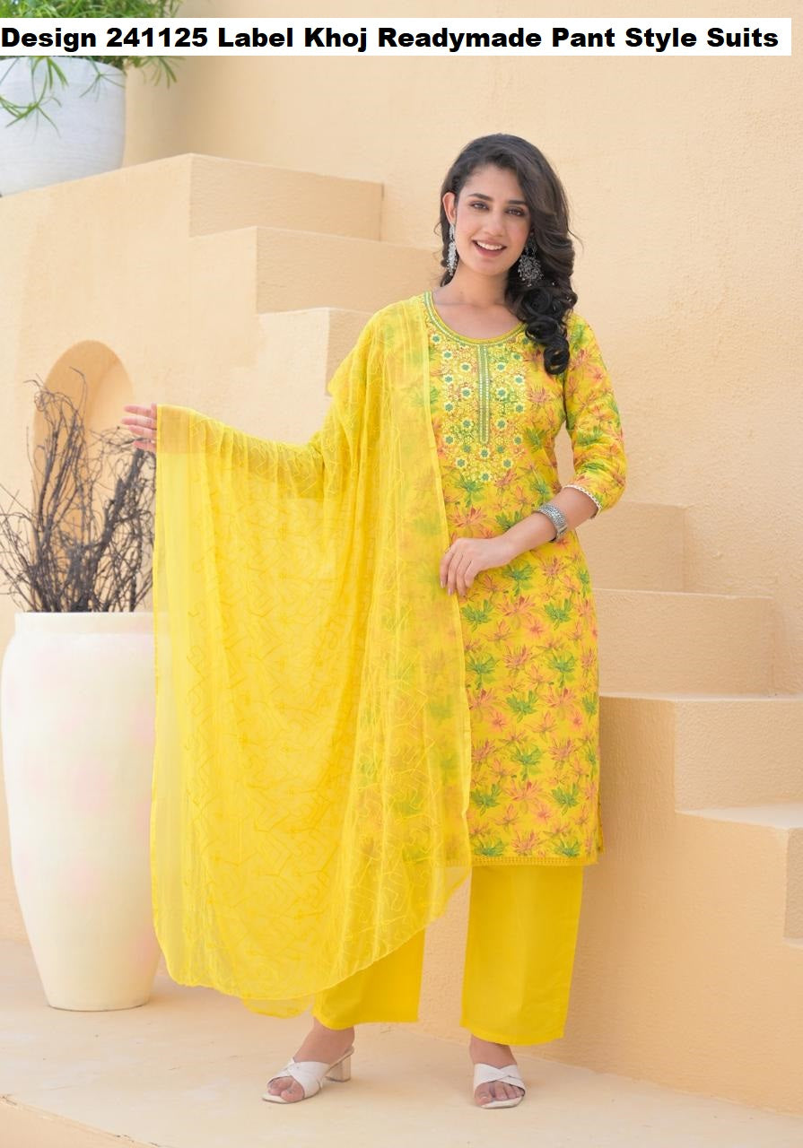 Design 241125 Label Khoj Cotton Readymade Pant Style Suits Manufacturer India