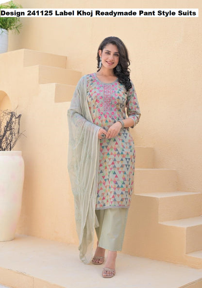 Design 241125 Label Khoj Cotton Readymade Pant Style Suits Manufacturer India