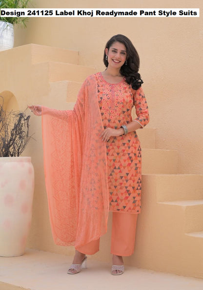 Design 241125 Label Khoj Cotton Readymade Pant Style Suits Manufacturer India