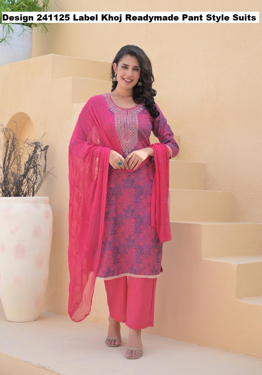 Design 241125 Label Khoj Cotton Readymade Pant Style Suits Manufacturer India