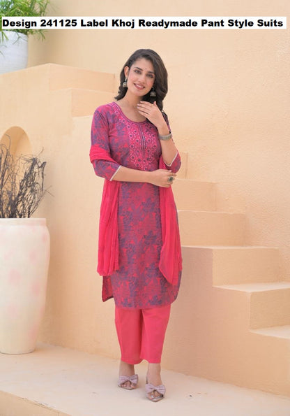Design 241125 Label Khoj Cotton Readymade Pant Style Suits Manufacturer India