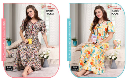 Design 2416 Ruchee Fashion Rayon Night Gowns Wholesaler Ahmedabad