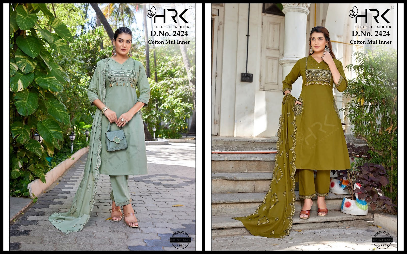 Design 2424 Hrk Readymade Cotton Pant Suits Exporter Gujarat