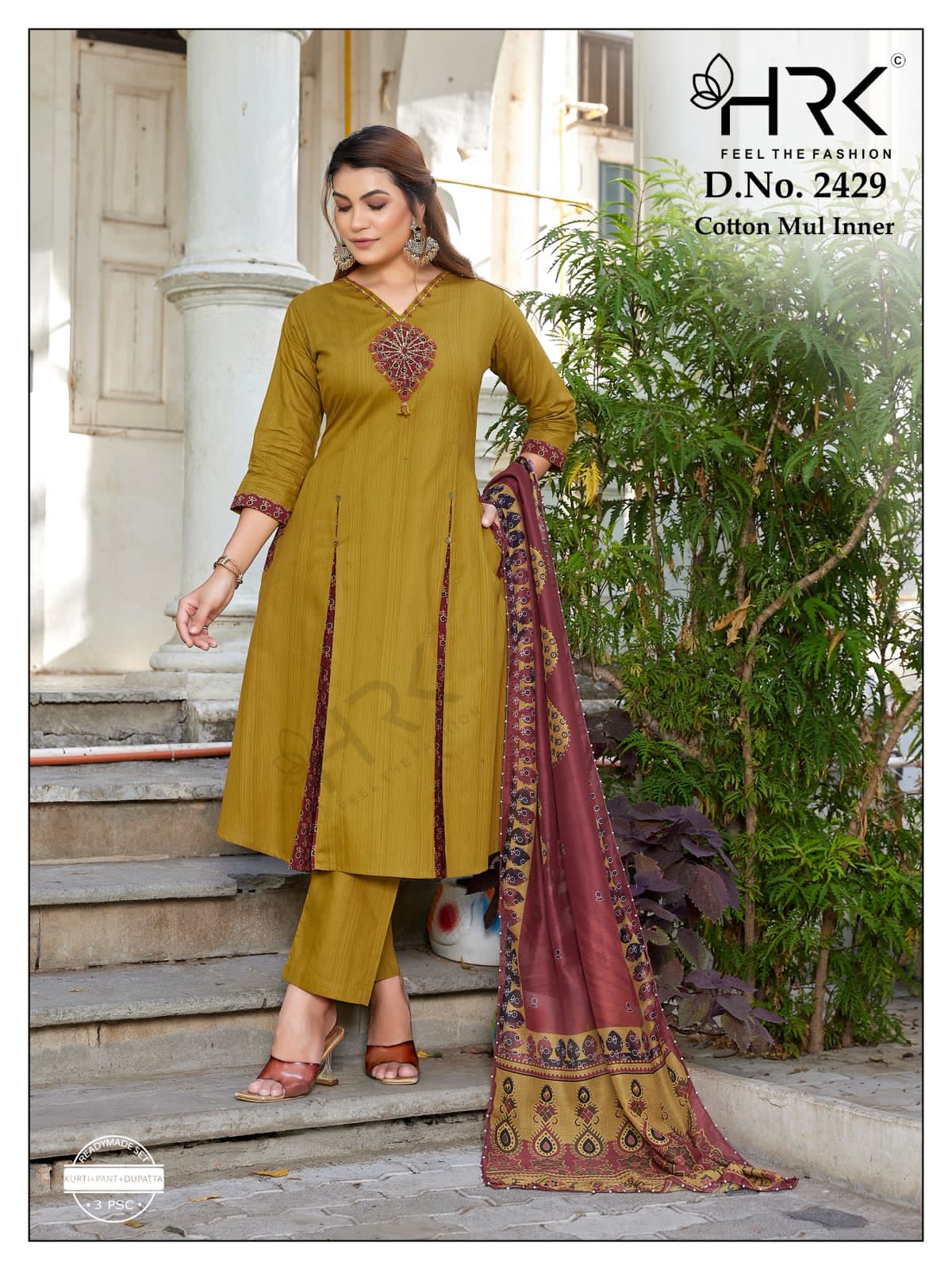 Design 2429 Hrk Readymade Cotton Pant Suits Supplier