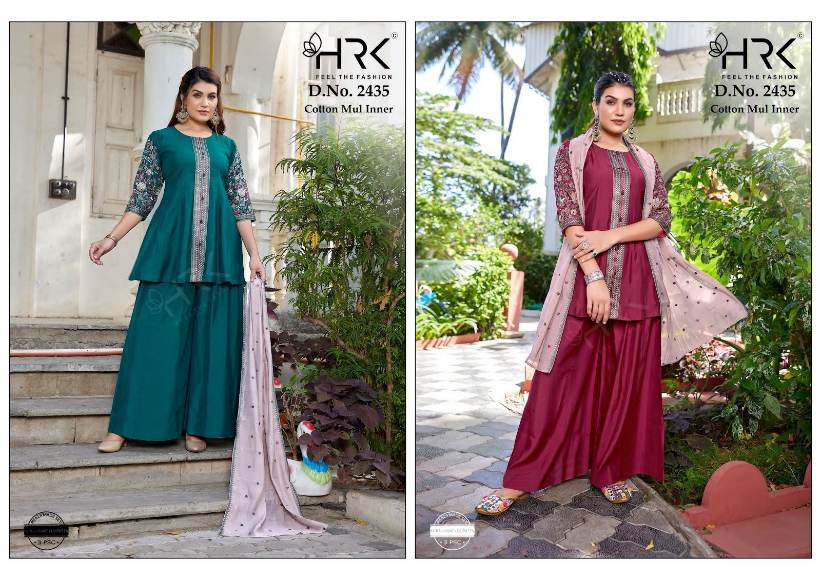 Design 2435 Hrk Roman Silk Readymade Plazzo Style Suits Supplier India