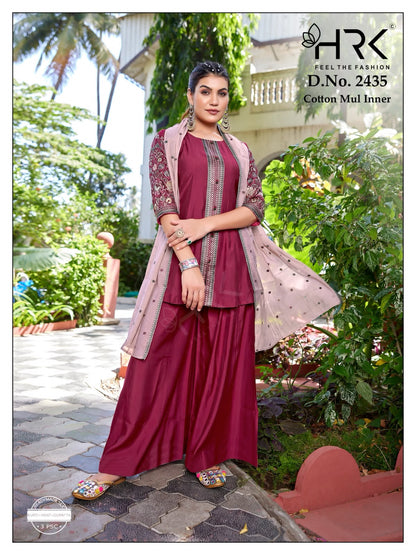 Design 2435 Hrk Roman Silk Readymade Plazzo Style Suits Supplier India