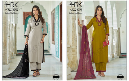 Design 2470 Patch Work Hrk Sui Slub Readymade Pant Style Suits Wholesaler India