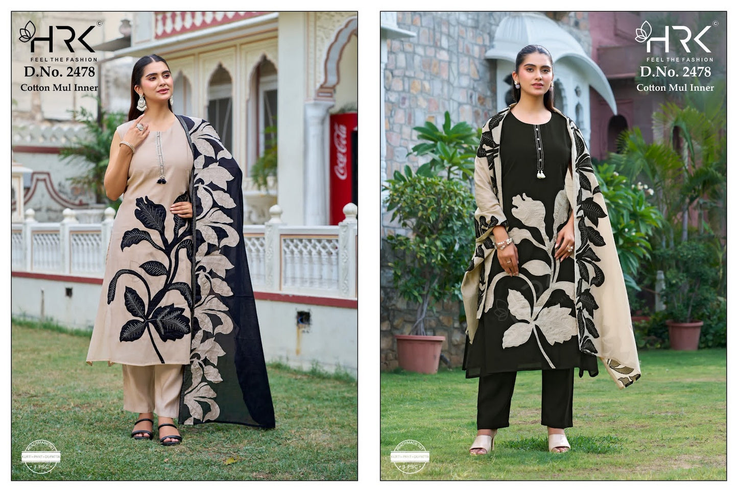 Design 2478 Hrk Mul Chanderi Readymade Pant Style Suits Wholesaler