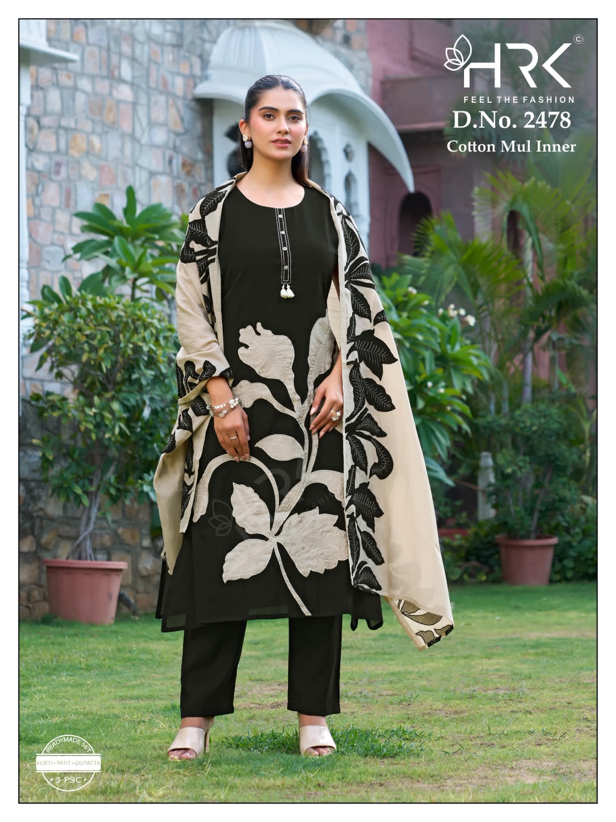 Design 2478 Hrk Mul Chanderi Readymade Pant Style Suits Wholesaler