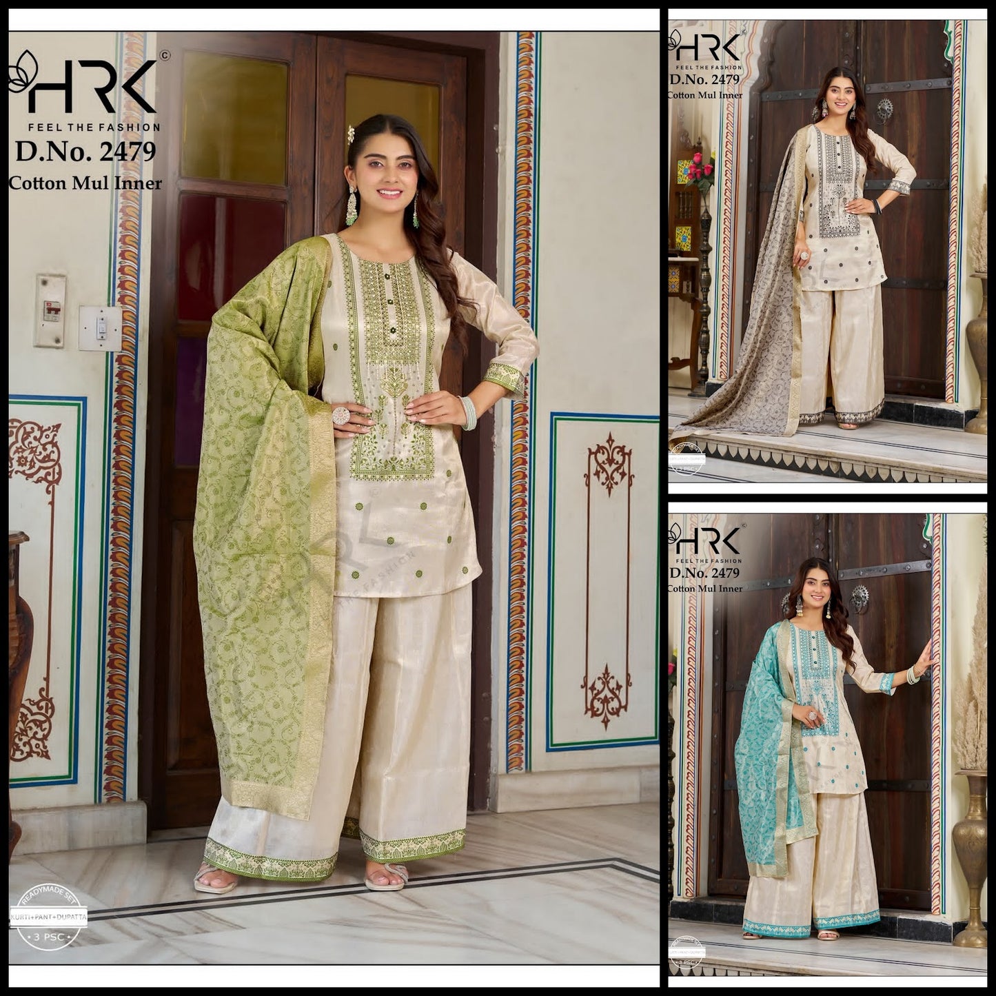 Design 2479 Hand Work Hrk Simmer Readymade Plazzo Style Suits Manufacturer Ahmedabad