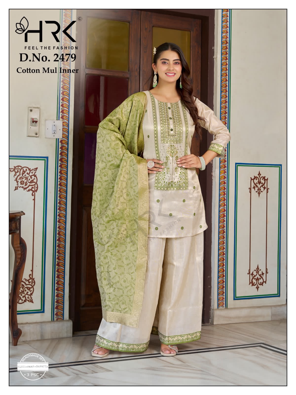 Design 2479 Hand Work Hrk Simmer Readymade Plazzo Style Suits Manufacturer Ahmedabad