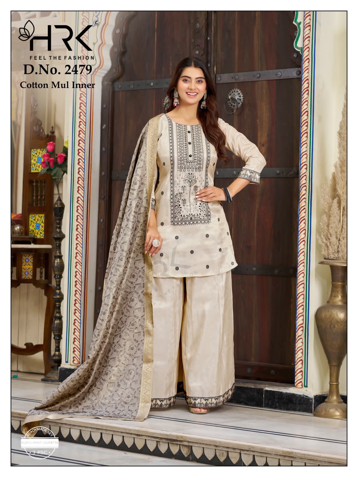 Design 2479 Hand Work Hrk Simmer Readymade Plazzo Style Suits Manufacturer Ahmedabad
