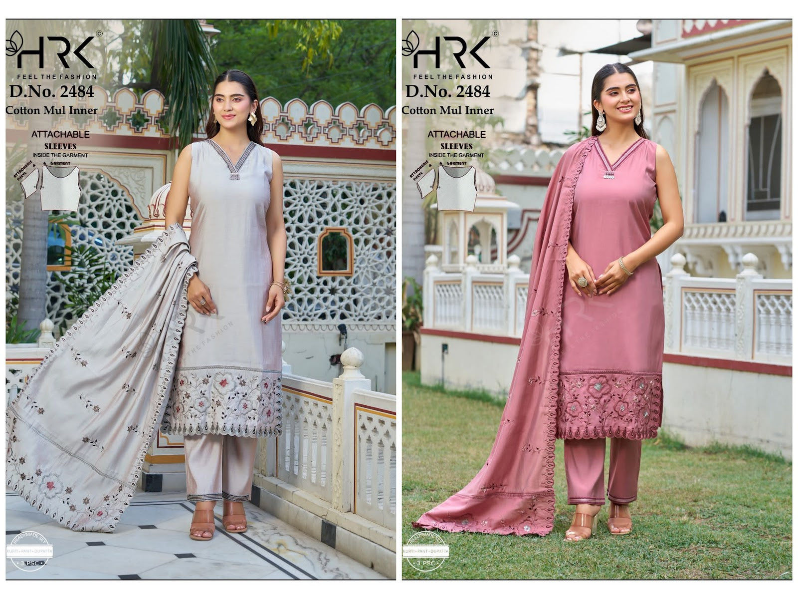 Design 2484 Hrk Two Tone Readymade Pant Style Suits Wholesaler