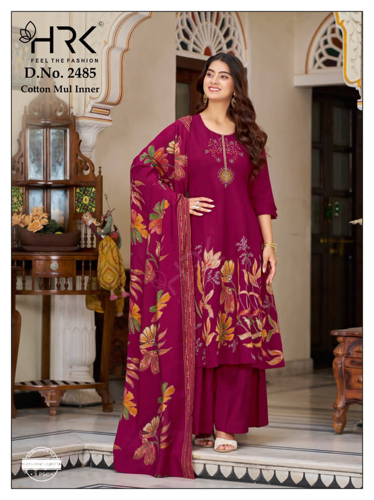 Design 2485 Anarkali Style Hrk Modal Readymade Plazzo Style Suits Wholesale Price
