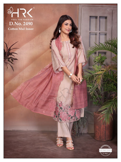 Design 2490 Hrk Slub Silk Readymade Pant Style Suits Exporter India