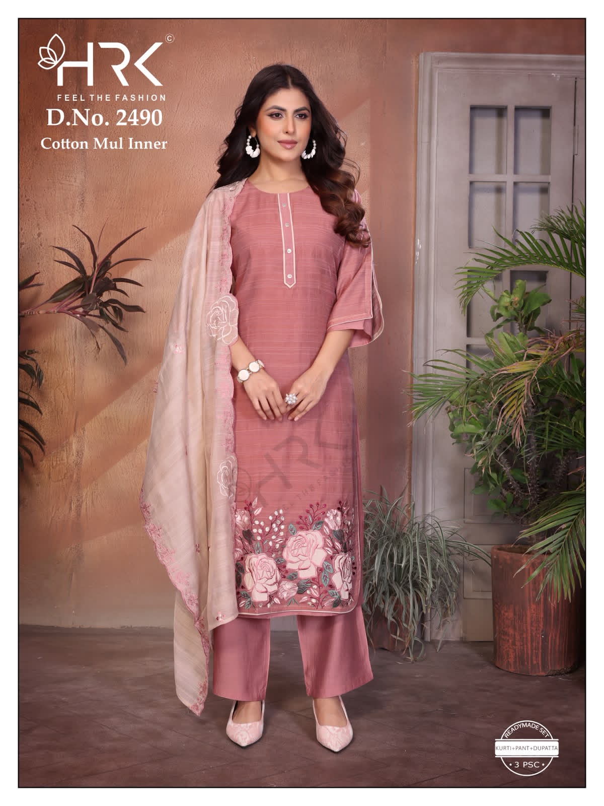 Design 2490 Hrk Slub Silk Readymade Pant Style Suits Exporter India