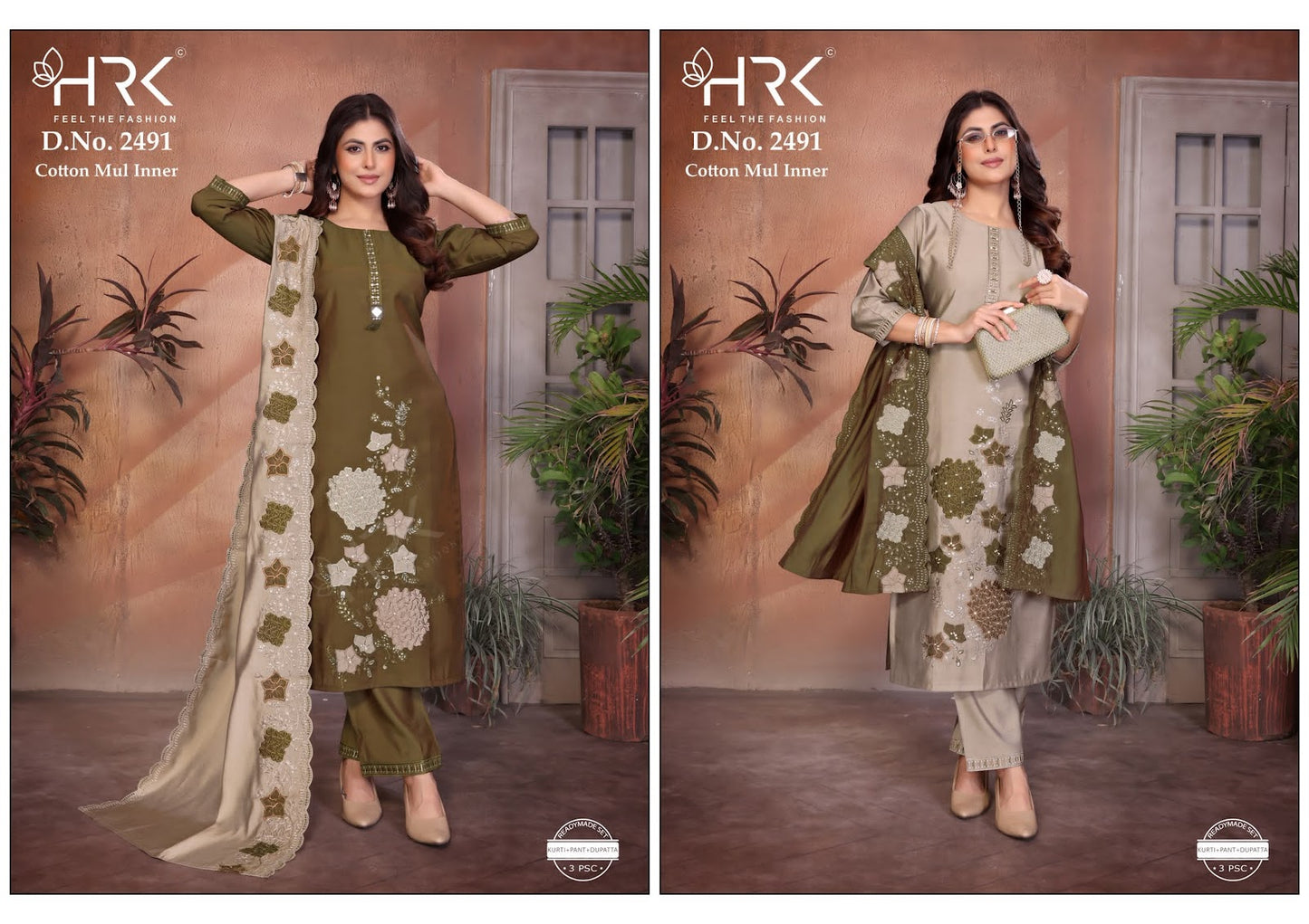 Design 2491 Hand Work Hrk Titan Silk Readymade Pant Style Suits Supplier Gujarat