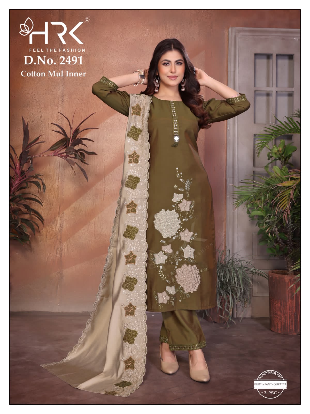 Design 2491 Hand Work Hrk Titan Silk Readymade Pant Style Suits Supplier Gujarat