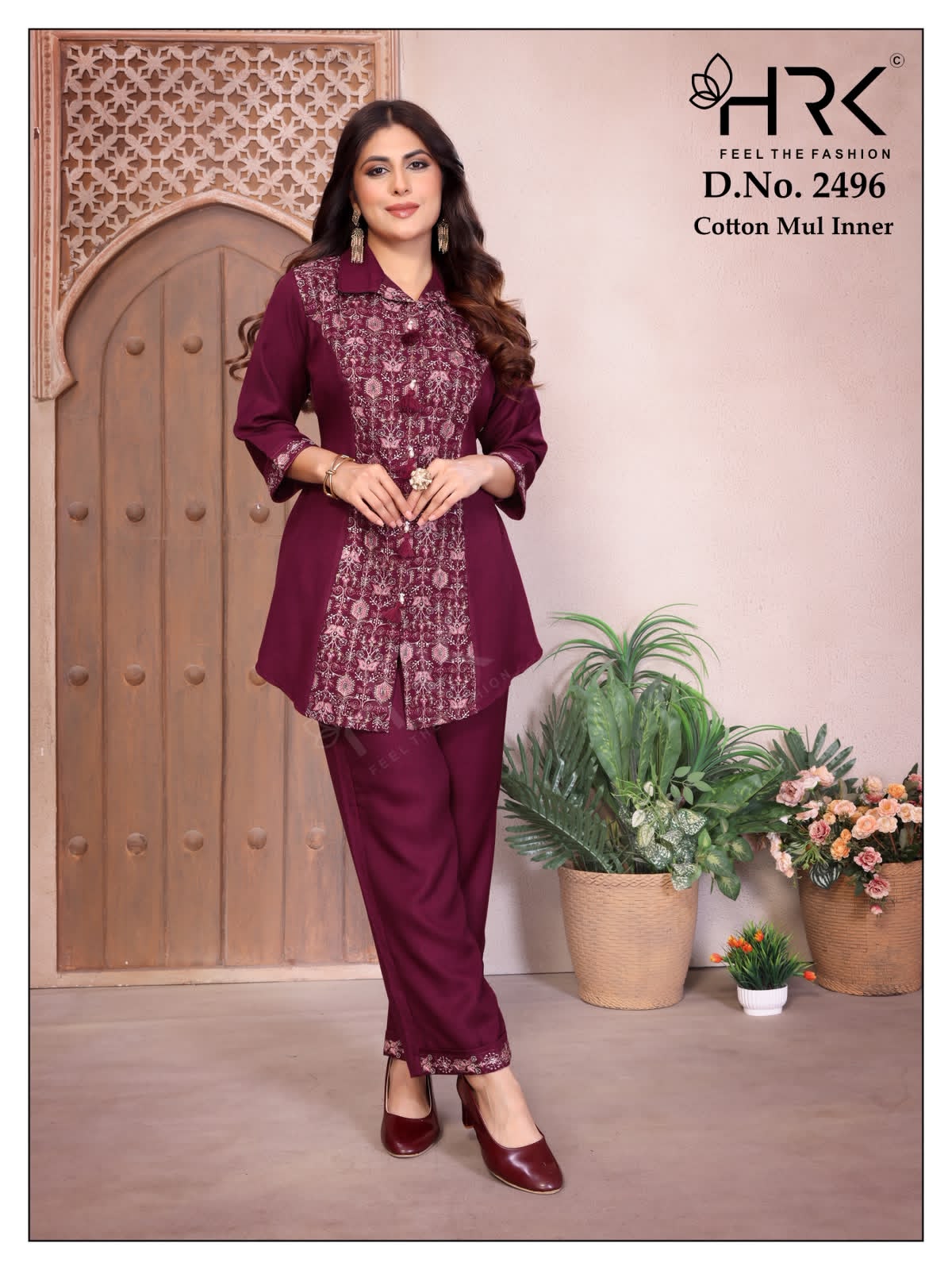Design 2496 Embroidery Work Hrk Bsy Co Ord Set Exporter Ahmedabad