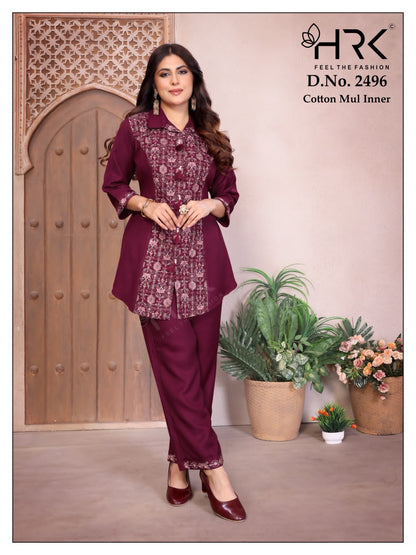Design 2496 Embroidery Work Hrk Bsy Co Ord Set Exporter Ahmedabad