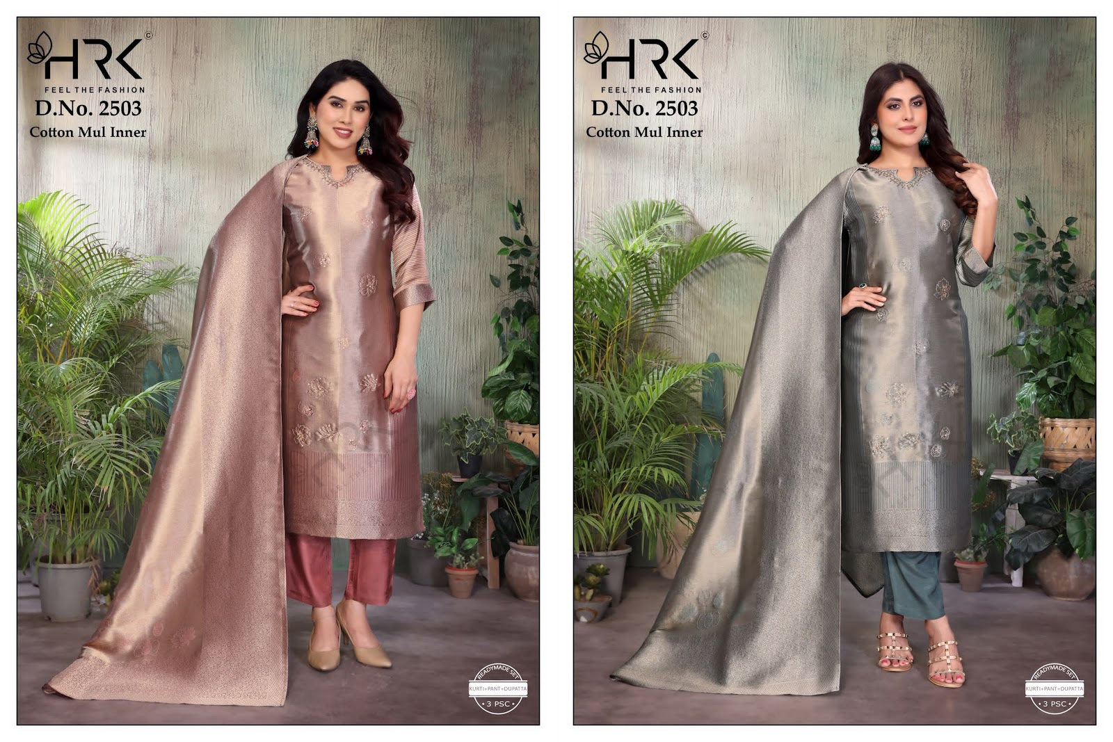 Design 2503 Hrk Giraffe Jacquard Readymade Pant Style Suits Exporter India