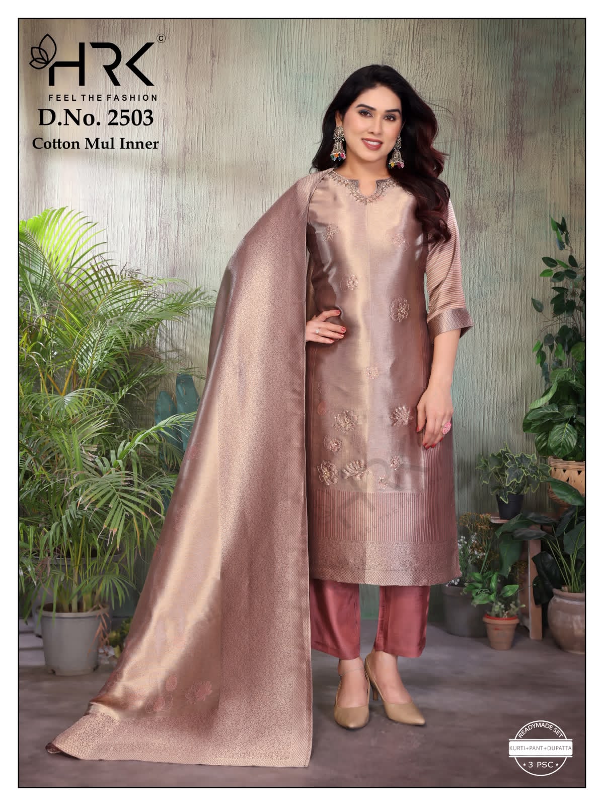 Design 2503 Hrk Giraffe Jacquard Readymade Pant Style Suits Exporter India
