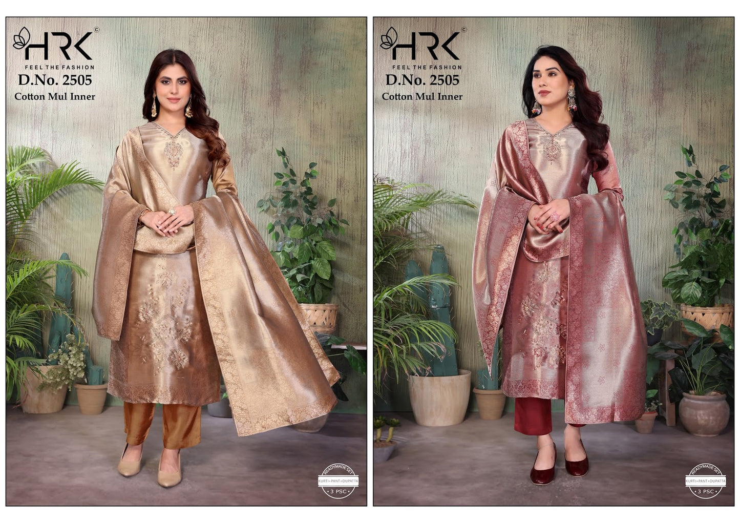 Design 2505 Hrk Giraffe Jacquard Readymade Pant Style Suits Wholesale Price