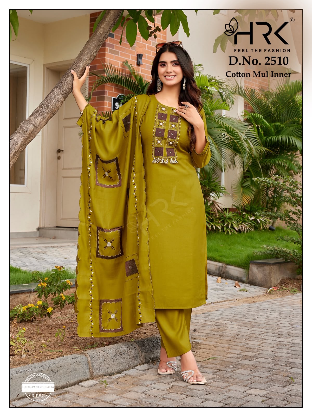 Design 2510 Hrk Coral Readymade Pant Style Suits Supplier
