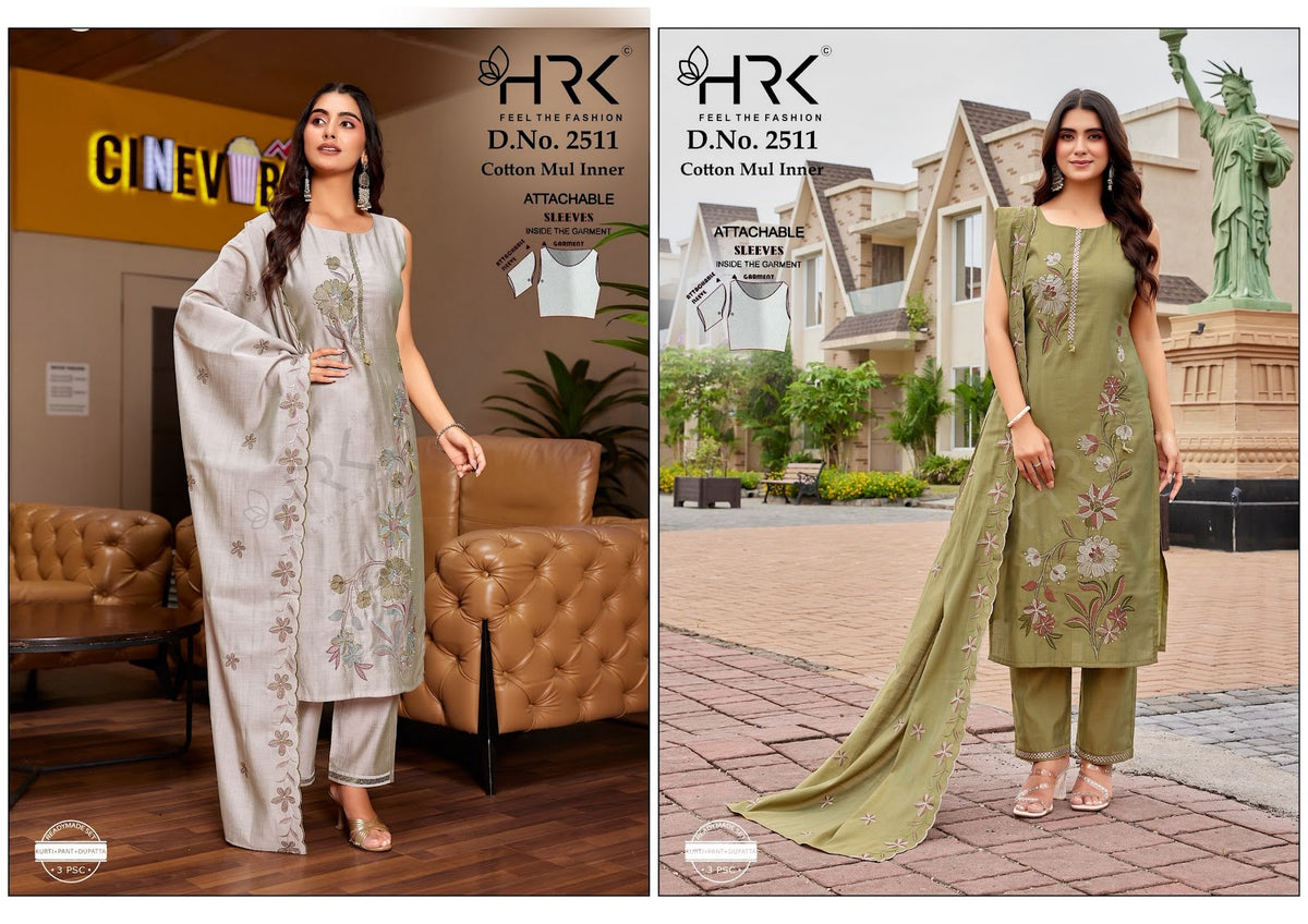 Design 2511 Hrk Slub Silk Readymade Pant Style Suits Supplier India
