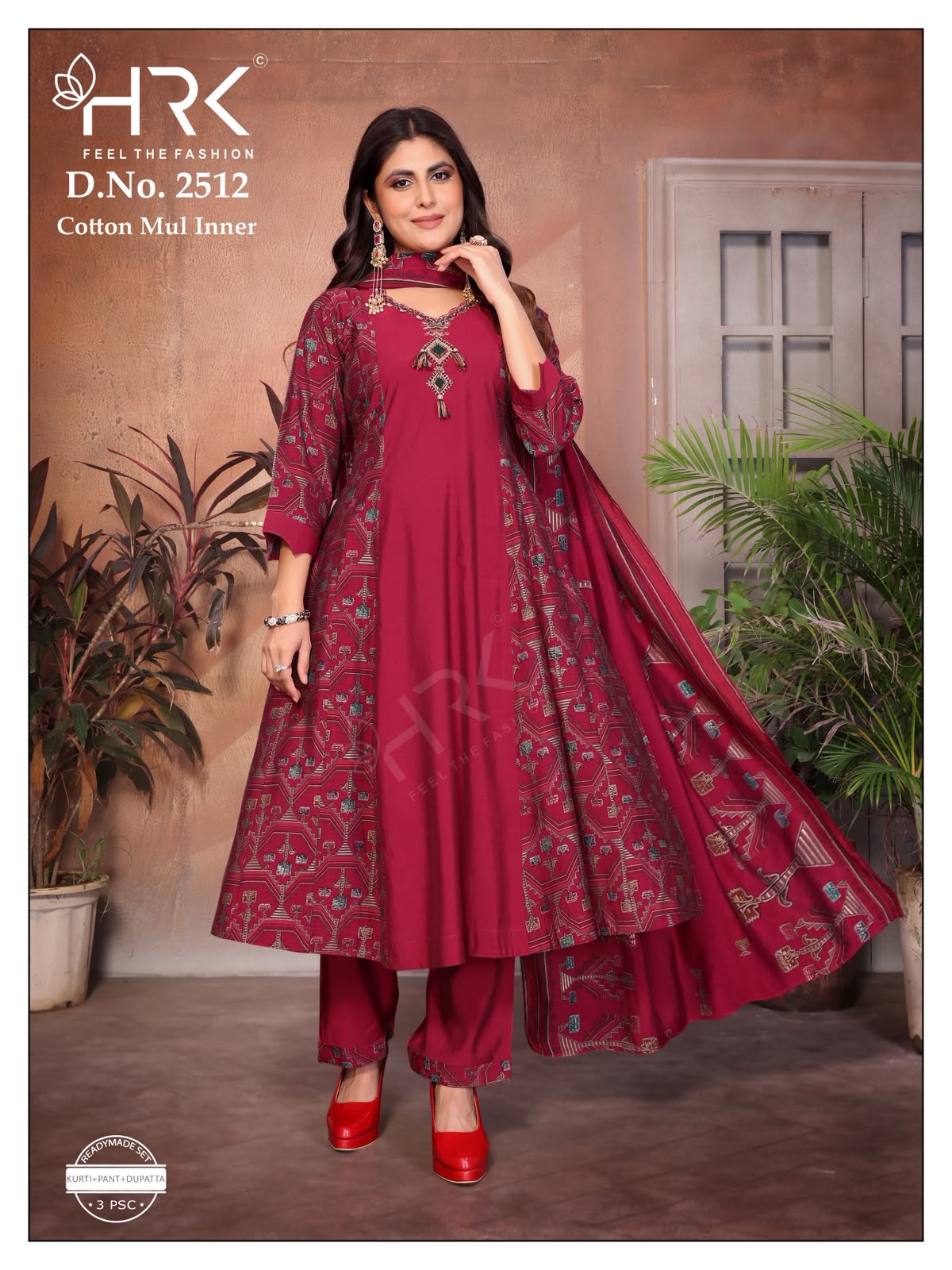 Design 2512 Foil Print Hrk Soft Modal Readymade Anarkali Suits Manufacturer India