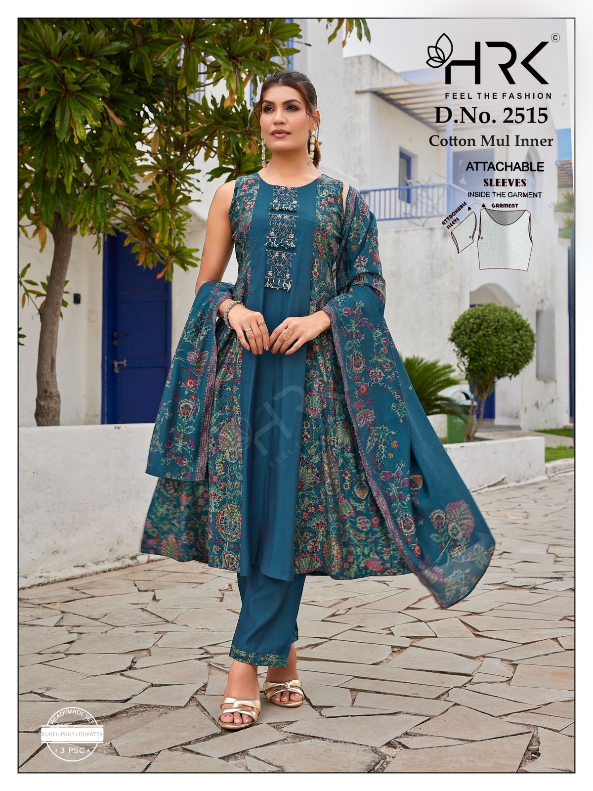 Design 2515 Hand Work Hrk Soft Modal Readymade Anarkali Suits Manufacturer Ahmedabad