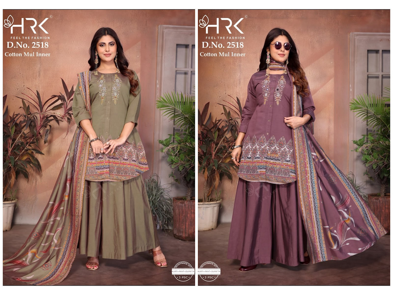 Design 2518 Hrk Soft Modal Readymade Plazzo Style Suits Wholesale