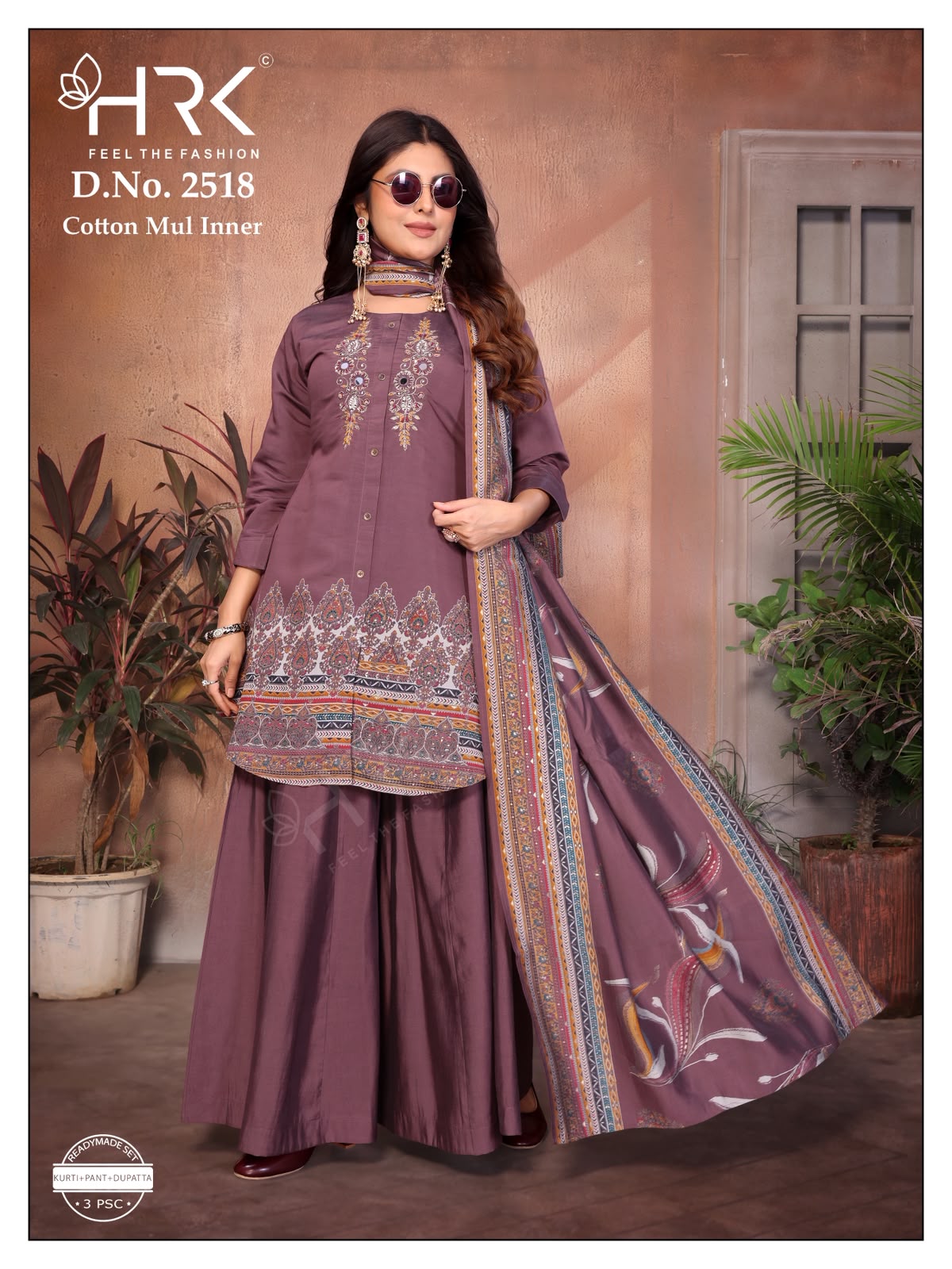 Design 2518 Hrk Soft Modal Readymade Plazzo Style Suits Wholesale