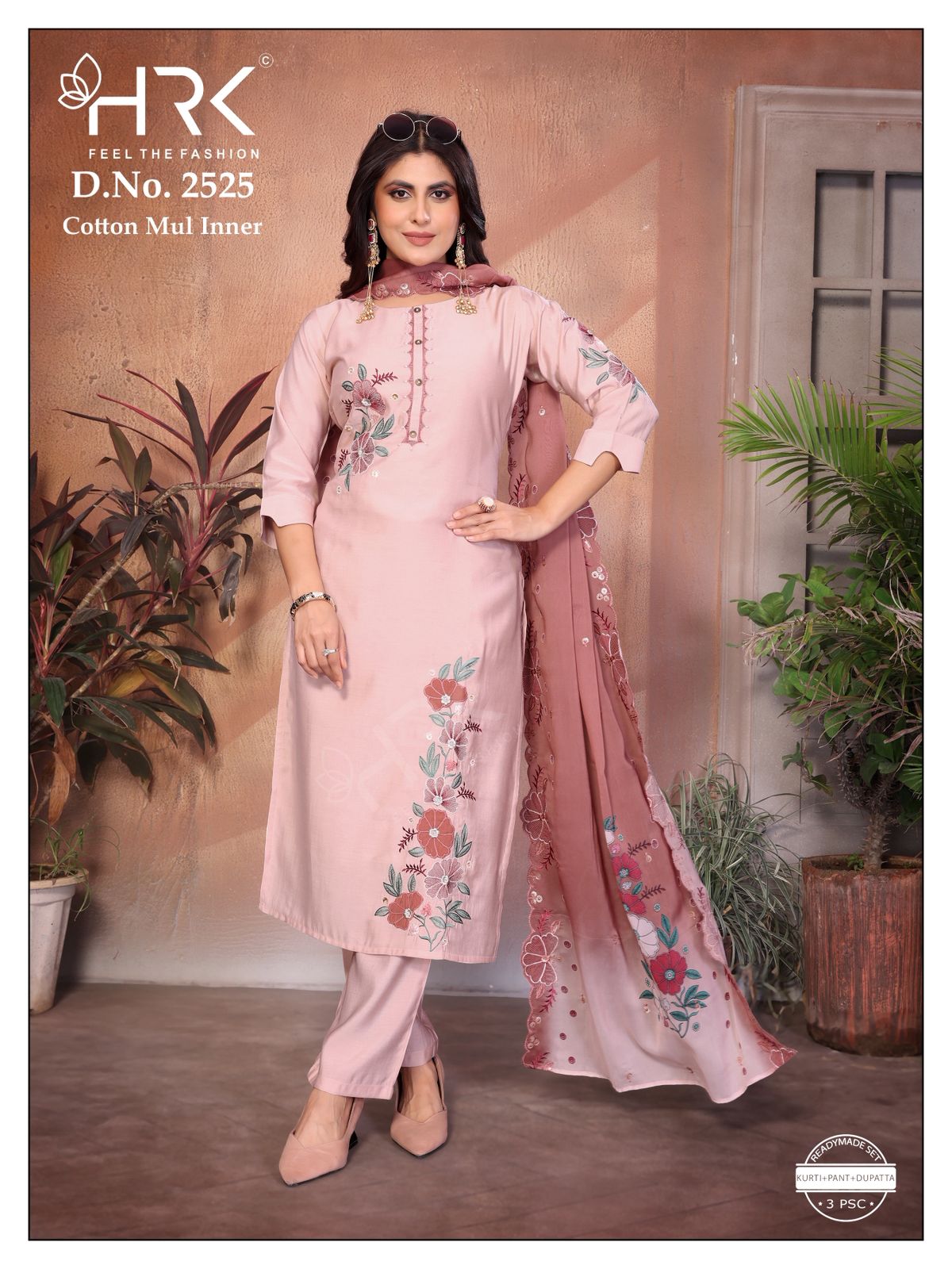 Design 2525 Patch Work Hrk Bombay Silk Readymade Pant Style Suits Exporter Ahmedabad