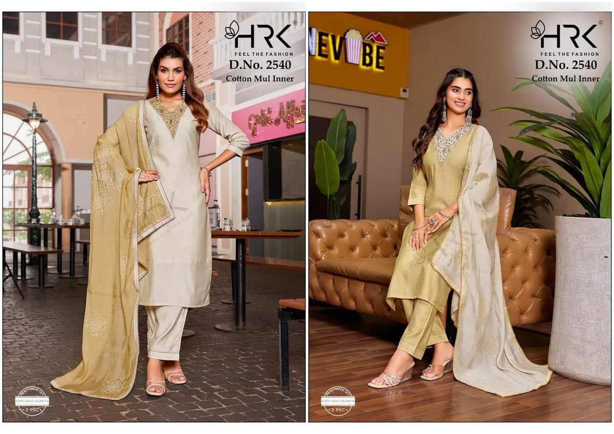 Design 2540 Hrk Silk Readymade Pant Style Suits Wholesale Price