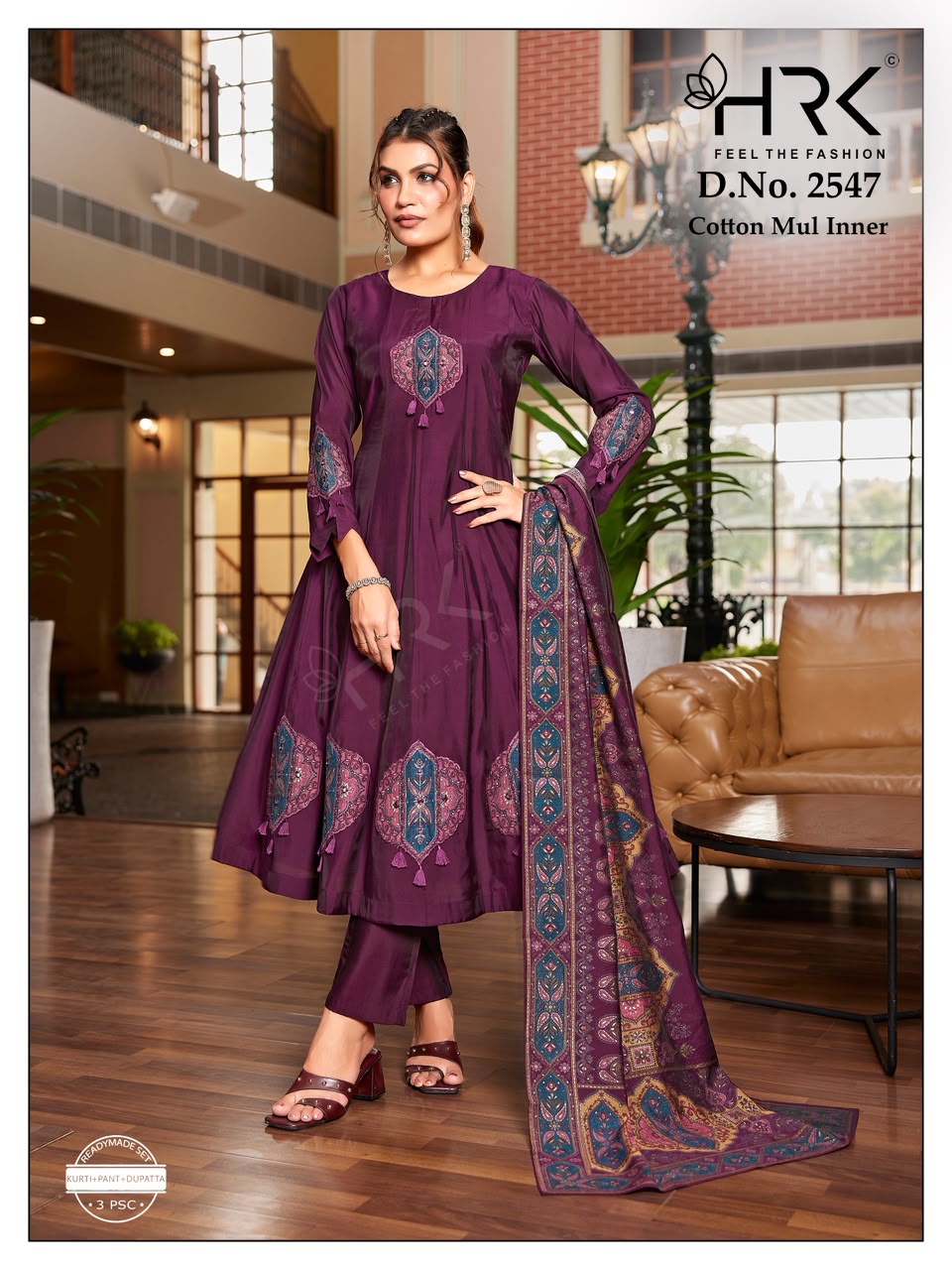 Design 2547 Hrk Chanderi Readymade Anarkali Suits Exporter Gujarat